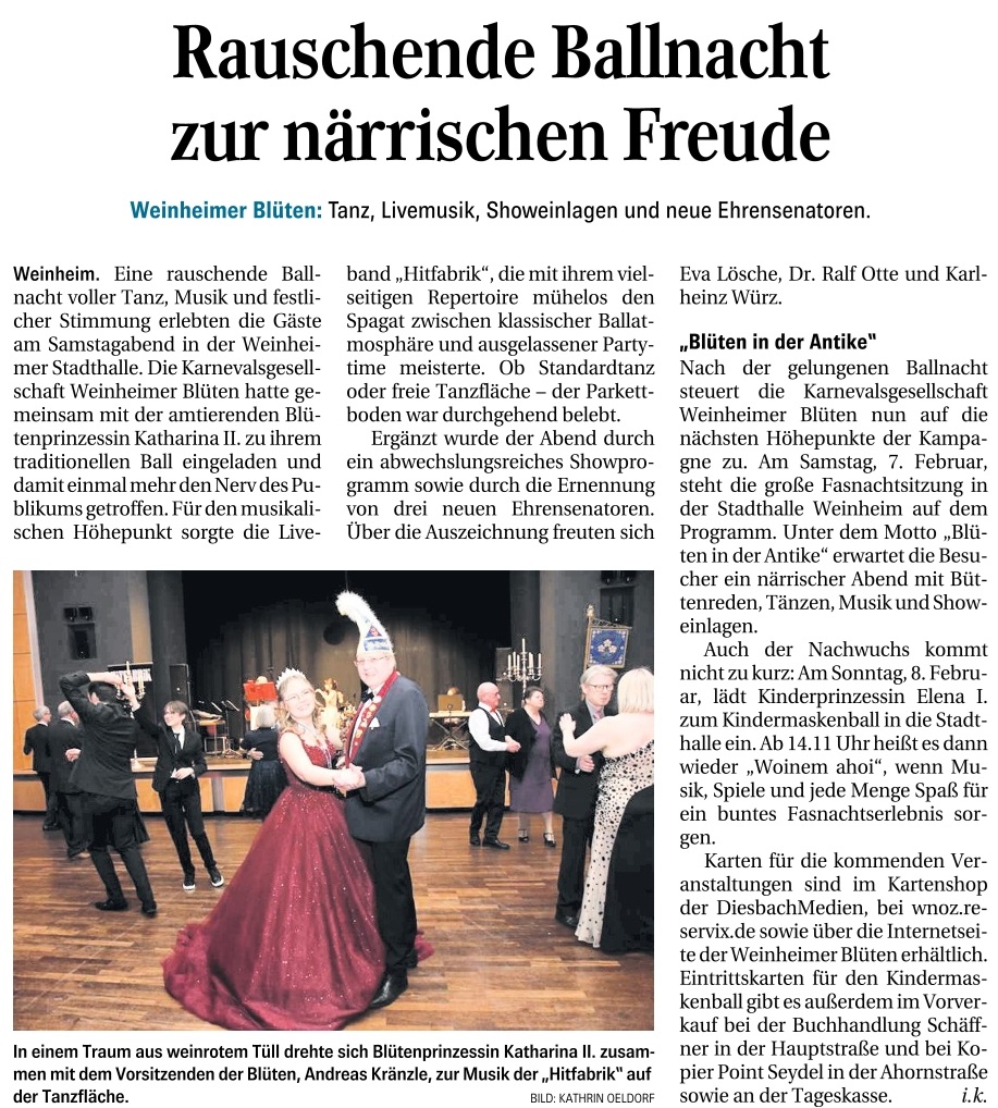 WNOZ 26.01.2026 Rauschende Ballnacht zur Närrischen Freude